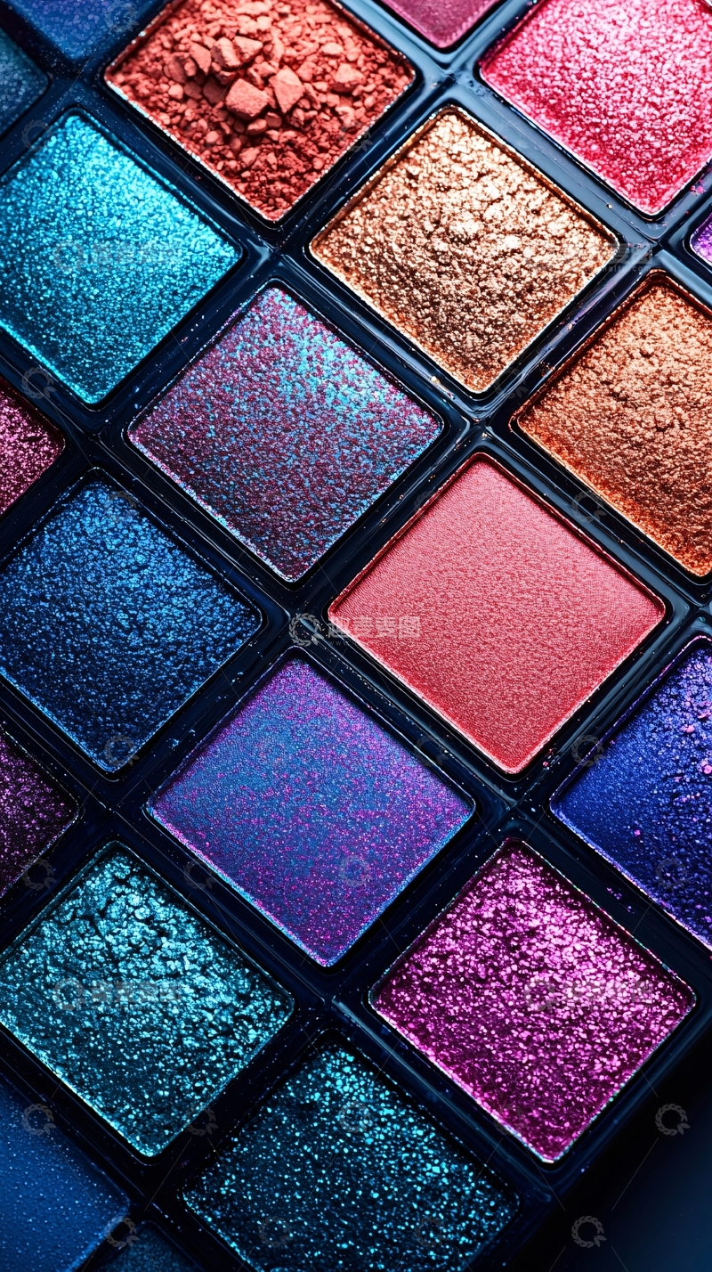 高清大图下载【趣麦麦图】-色彩鲜艳的眼影盘特写