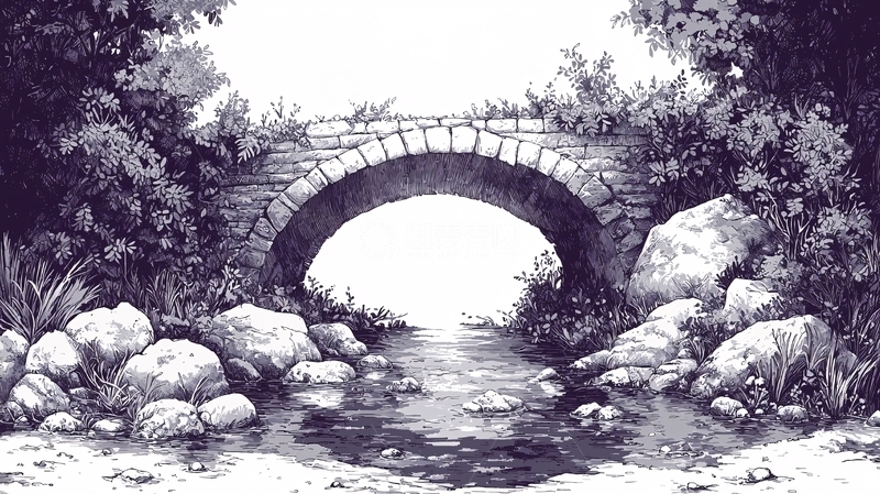 高清大图下载【趣麦麦图】石桥流水