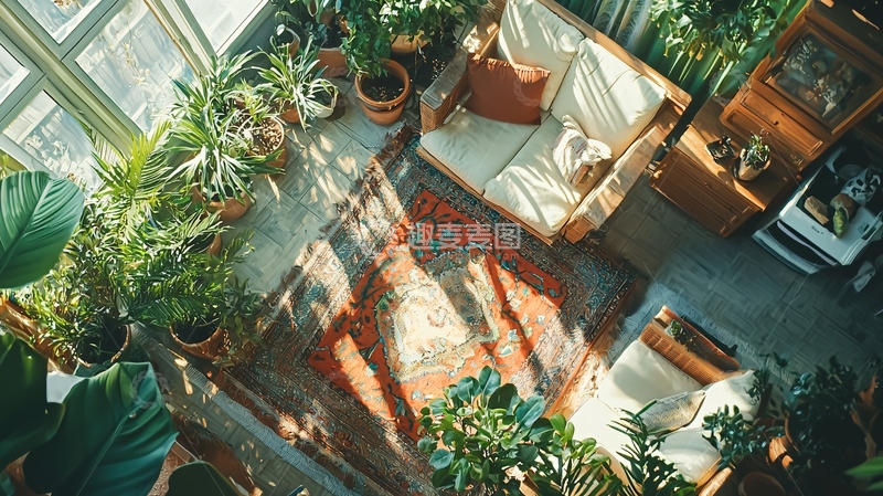 高清大图下载【趣麦麦图】阳光洒进室内植物园