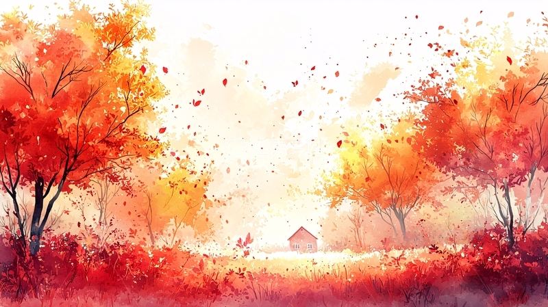 高清大图下载【趣麦麦图】水彩画秋景