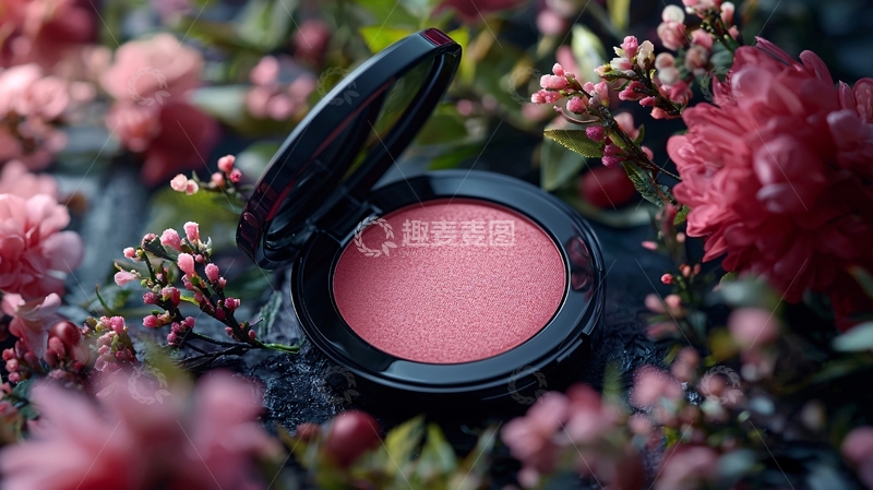 高清大图下载【趣麦麦图】粉色腮红与花卉背景