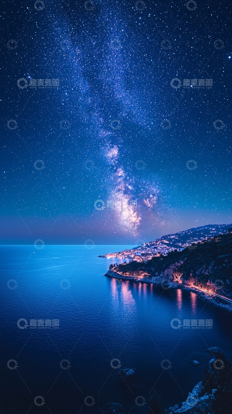 高清大图下载【趣麦麦图】星空海岸线夜景