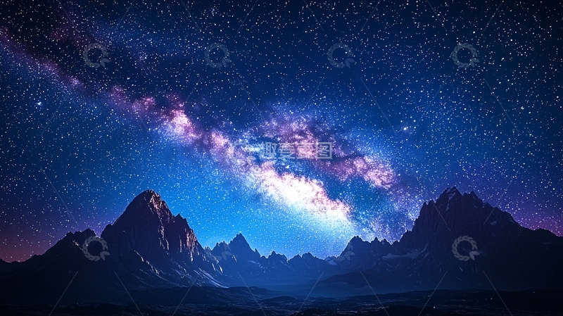 高清大图下载【趣麦麦图】星空下的山脉