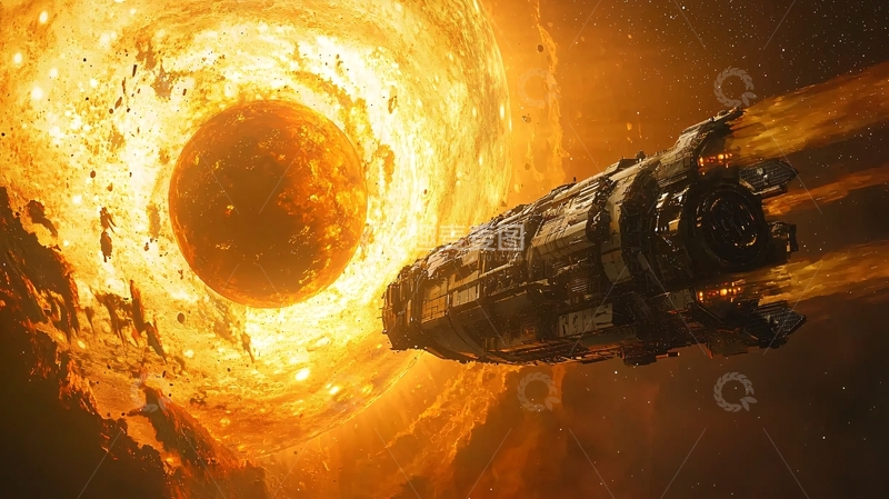 高清大图下载【趣麦麦图】宇宙飞船进入火焰漩涡