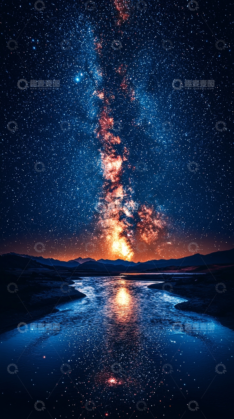 高清大图下载【趣麦麦图】星空银河倒影
