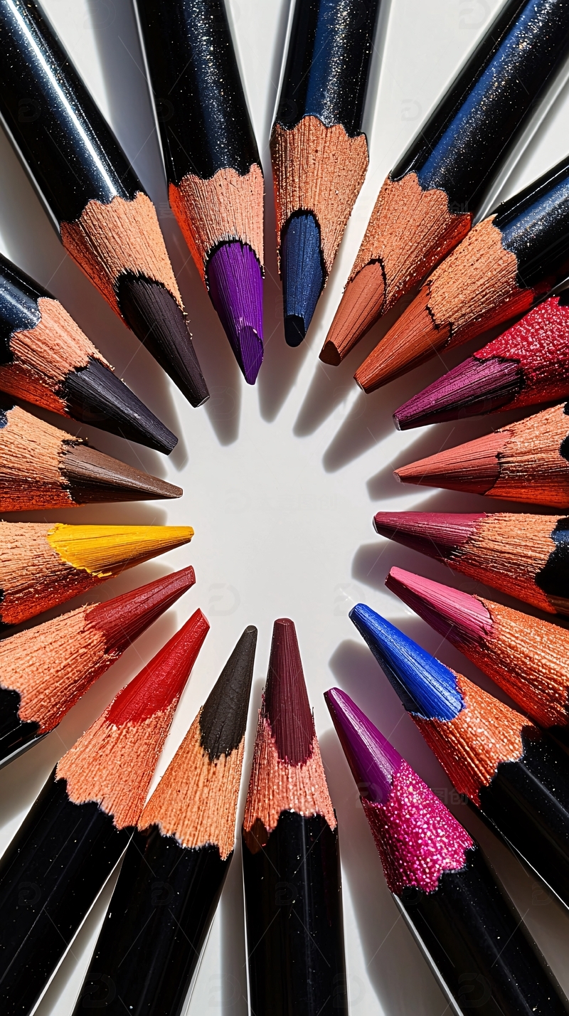 高清大图下载【趣麦麦图】彩色铅笔环形排列