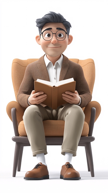 卡通人物看书