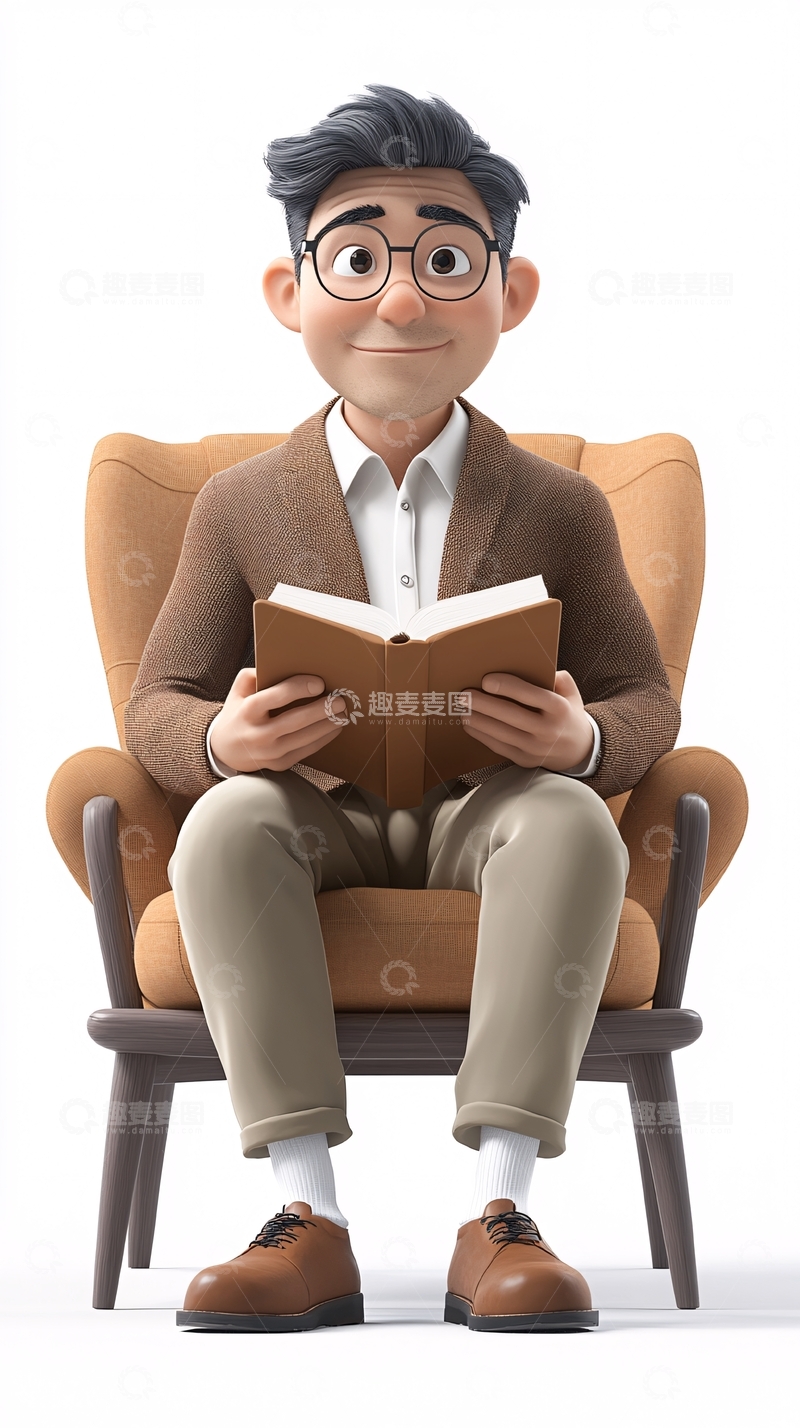 高清大图下载【趣麦麦图】卡通人物看书