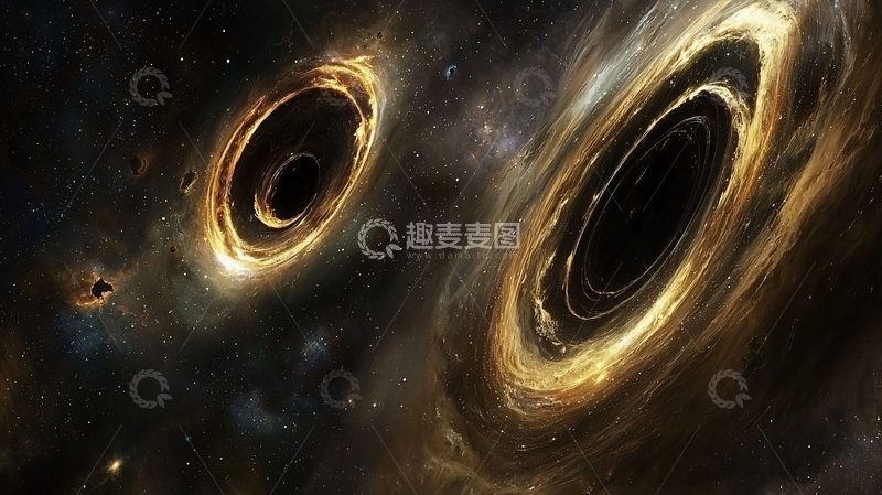 高清大图下载【趣麦麦图】宇宙中的双黑洞