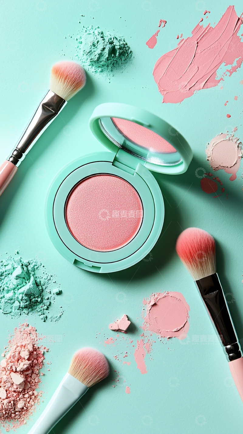高清大图下载【趣麦麦图】腮红盘和化妆刷