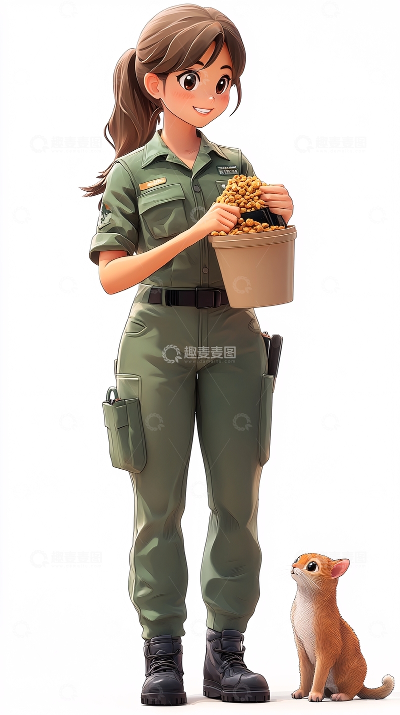 高清大图下载【趣麦麦图】卡通女护林员