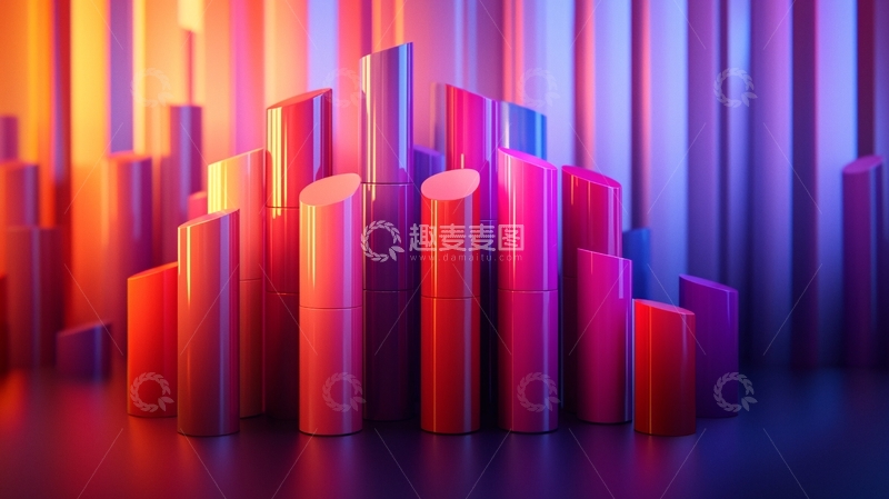 高清大图下载【趣麦麦图】彩色柱状体抽象背景