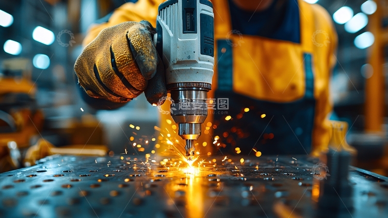 高清大图下载【趣麦麦图】工人操作电钻