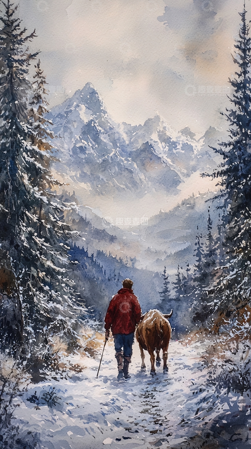 高清大图下载【趣麦麦图】雪山牧歌