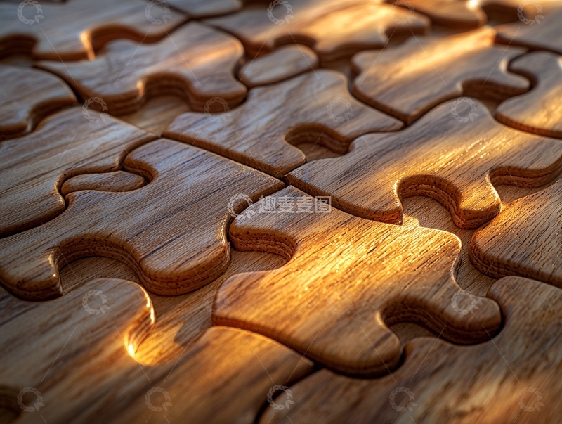 高清大图下载【趣麦麦图】阳光照射下的木质拼图