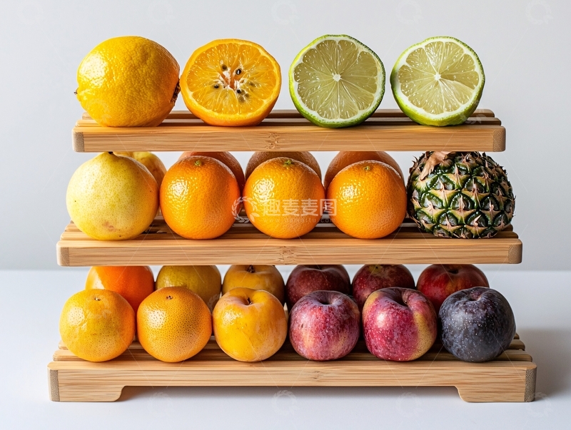 高清大图下载【趣麦麦图】水果在木架上排列