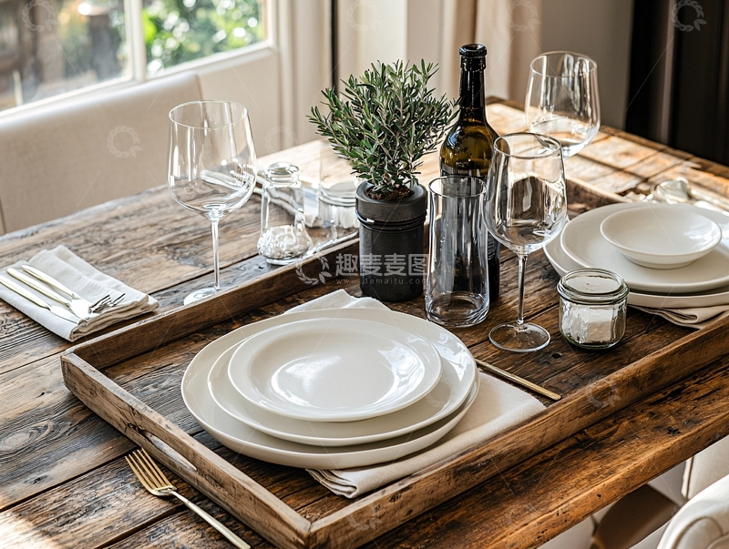 高清大图下载【趣麦麦图】原木餐盘摆设