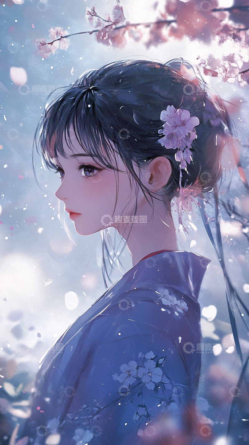 高清大图下载【趣麦麦图】唯美樱花季和服少女