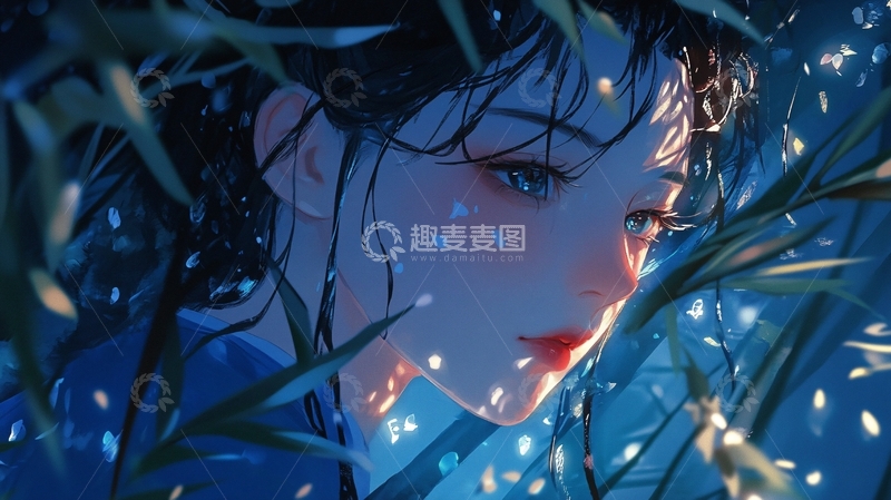 高清大图下载【趣麦麦图】雨中侧脸女生