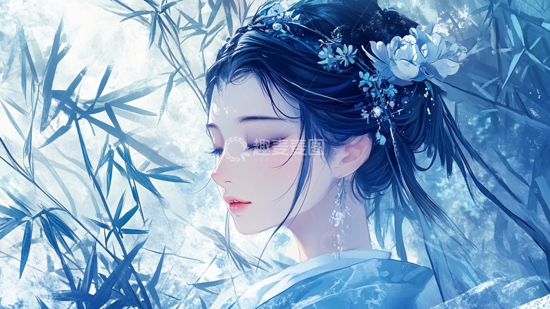 高清大图下载【趣麦麦图】水墨画风格古风女子