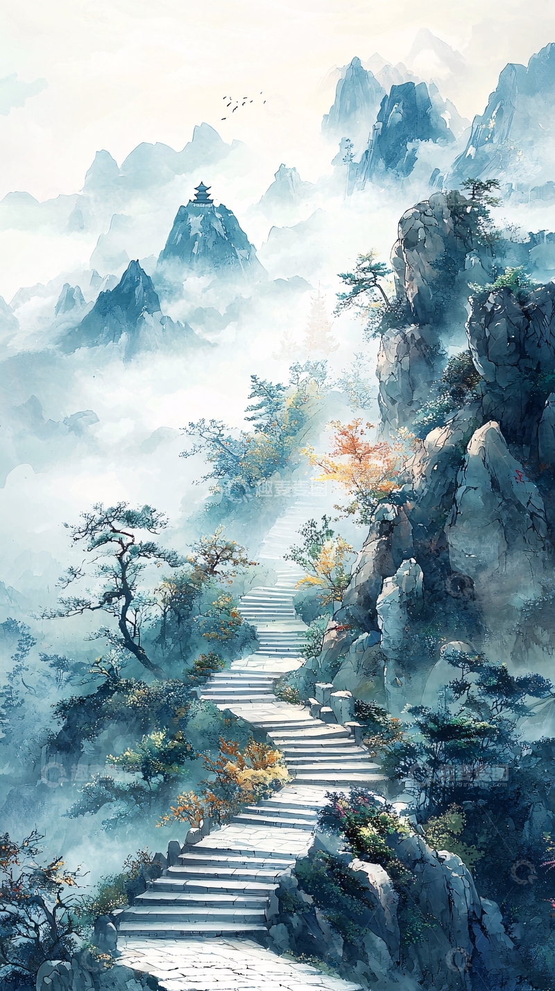高清大图下载【趣麦麦图】水墨山水画516