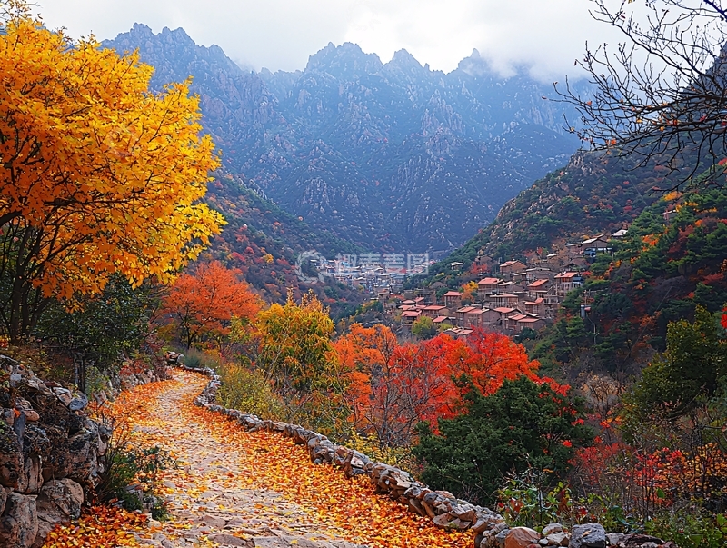 高清大图下载【趣麦麦图】秋日山谷村庄