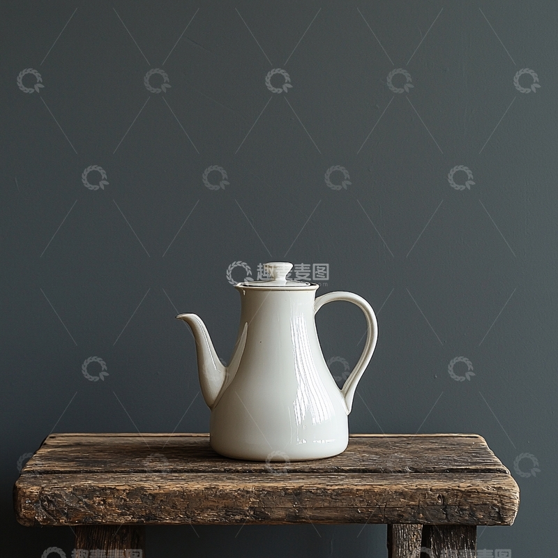 高清大图下载【趣麦麦图】白色陶瓷茶壶