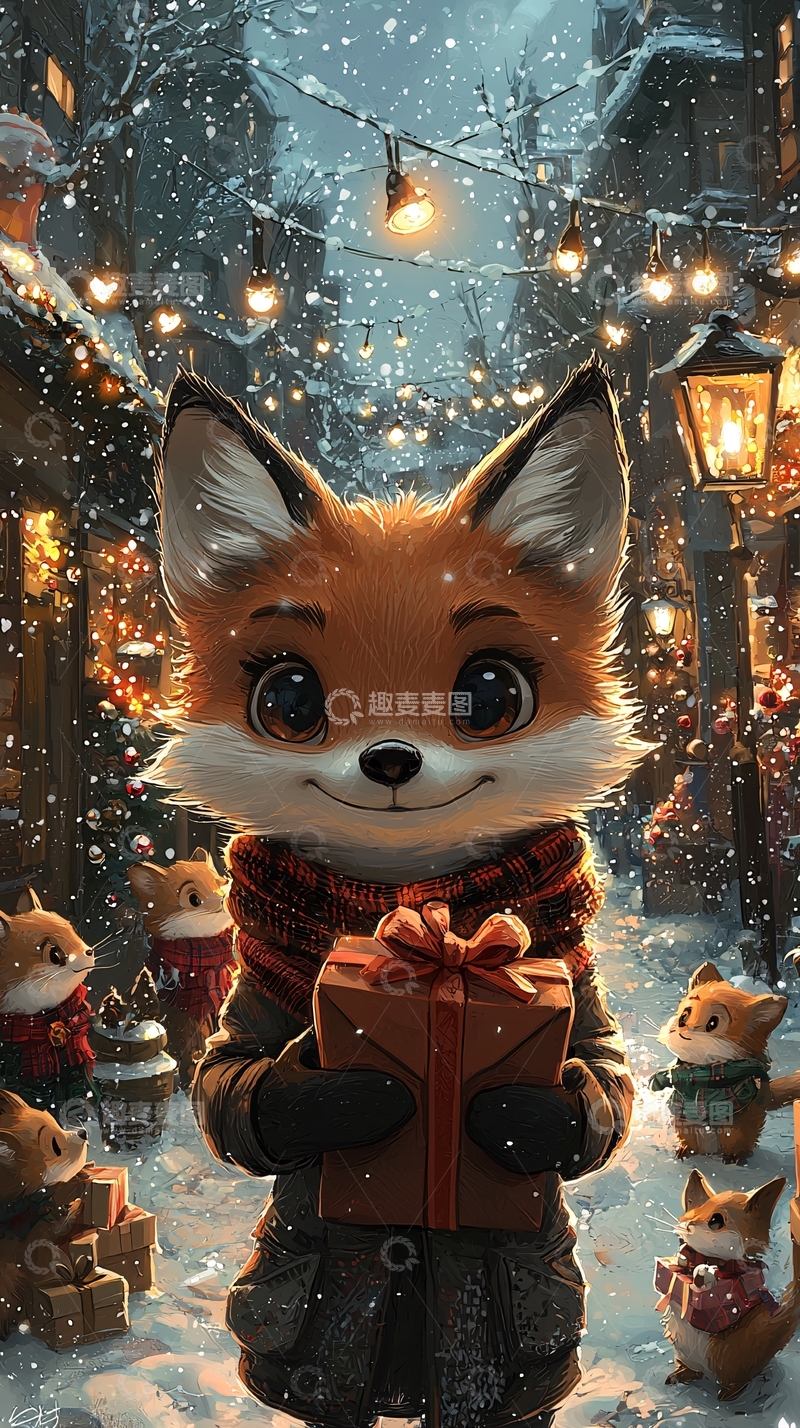 高清大图下载【趣麦麦图】圣诞狐狸