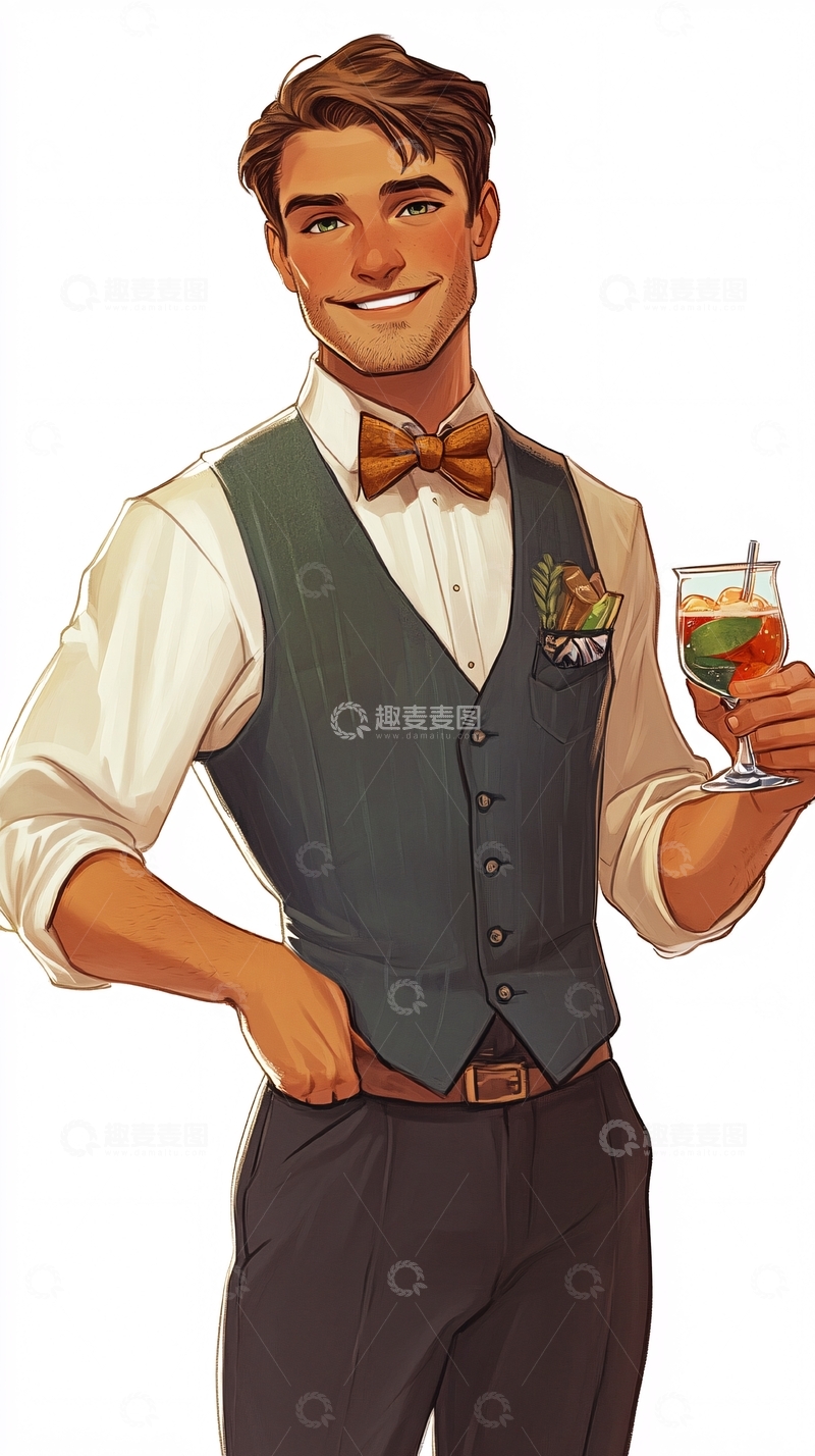高清大图下载【趣麦麦图】帅气男士插画