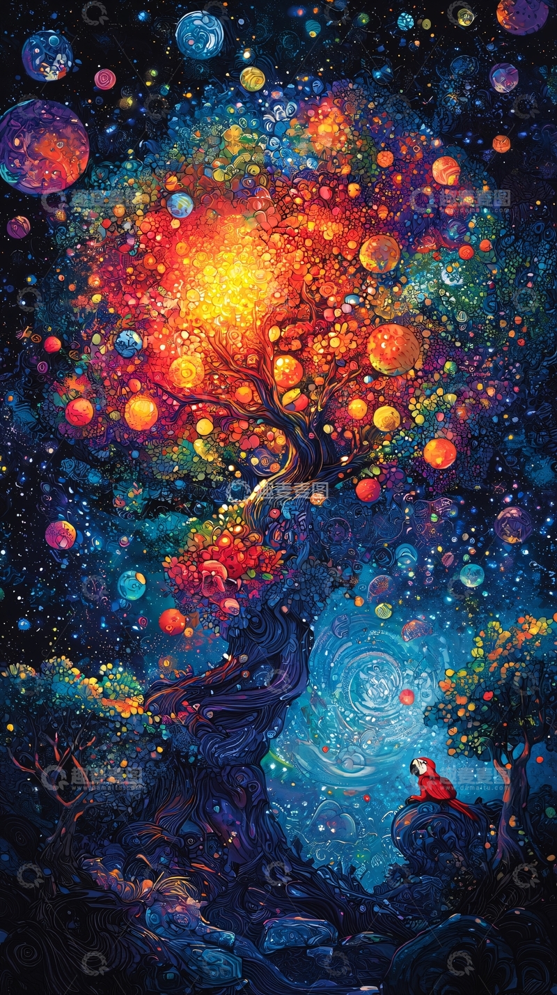 高清大图下载【趣麦麦图】绚丽多彩的宇宙生命之树