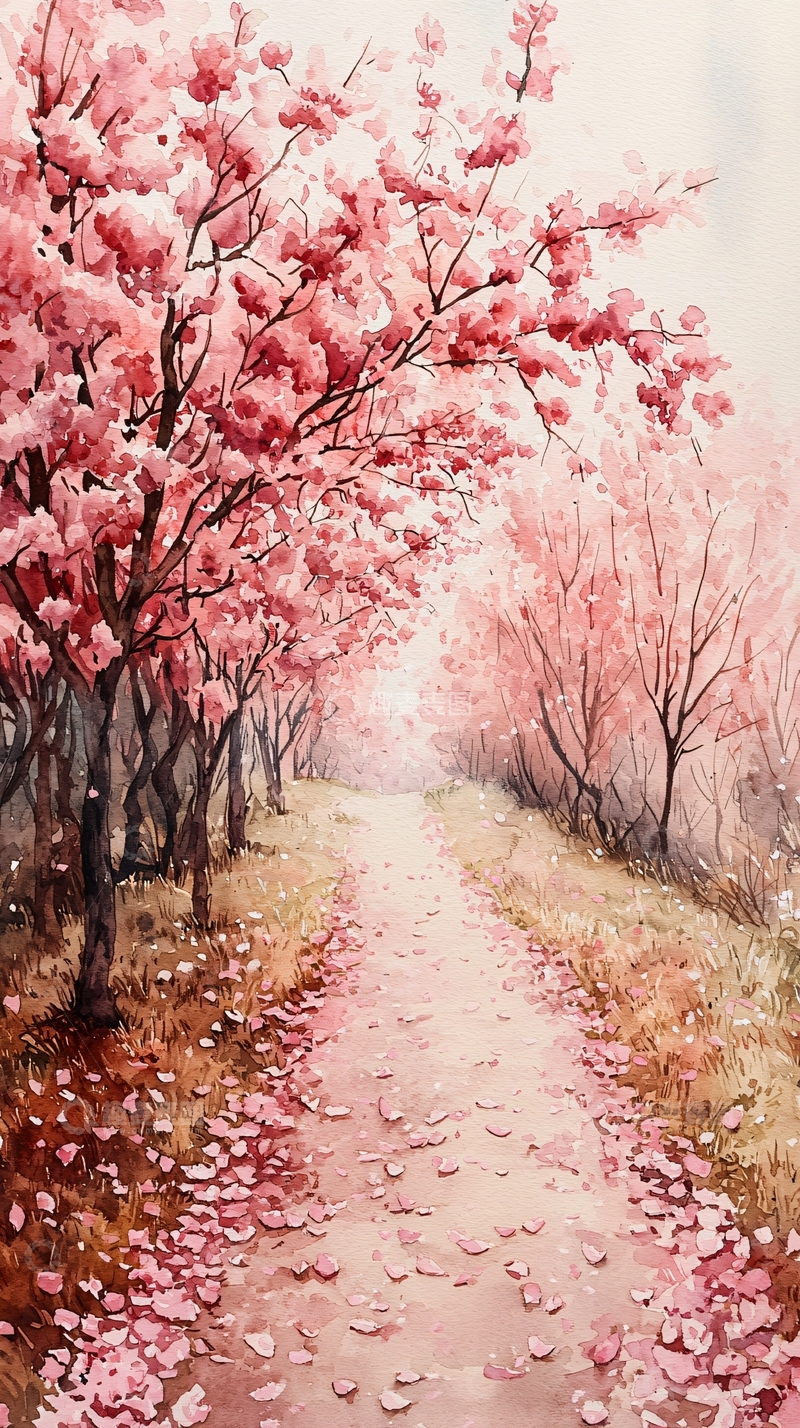 高清大图下载【趣麦麦图】樱花树下的唯美小路