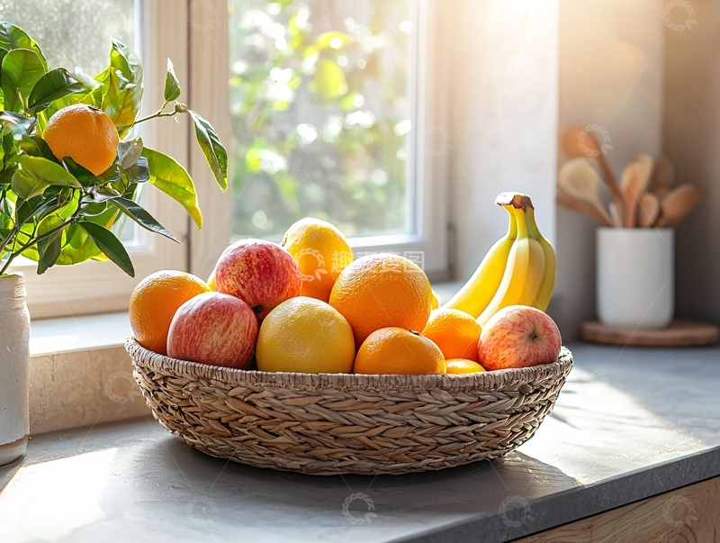 高清大图下载【趣麦麦图】阳光下水果篮