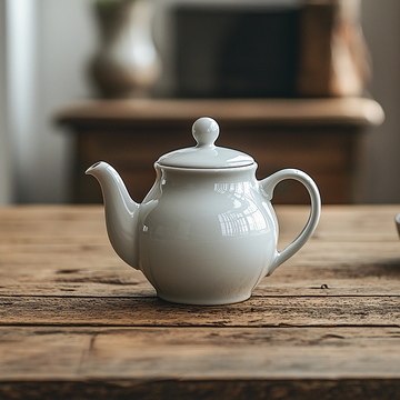 简约白色陶瓷茶壶