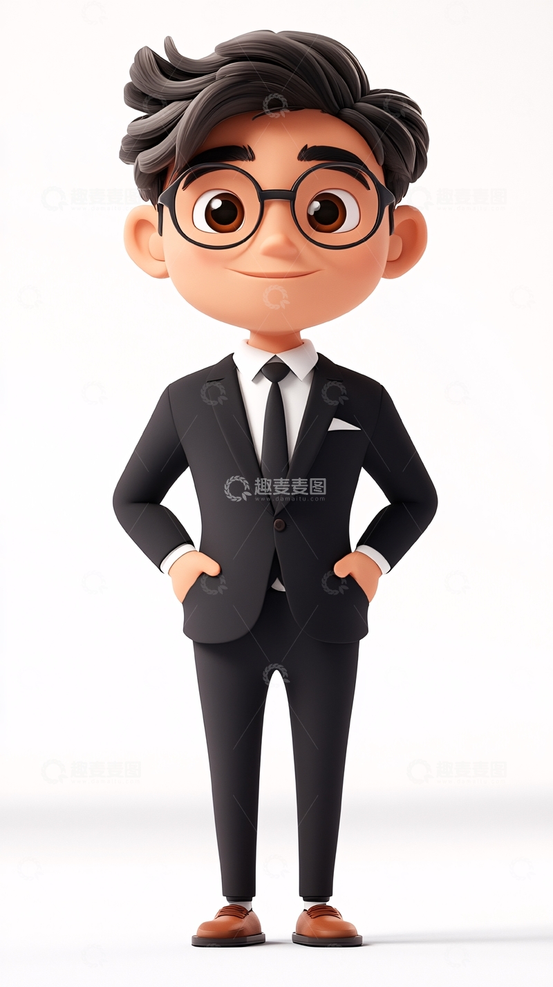 高清大图下载【趣麦麦图】卡通商务男士