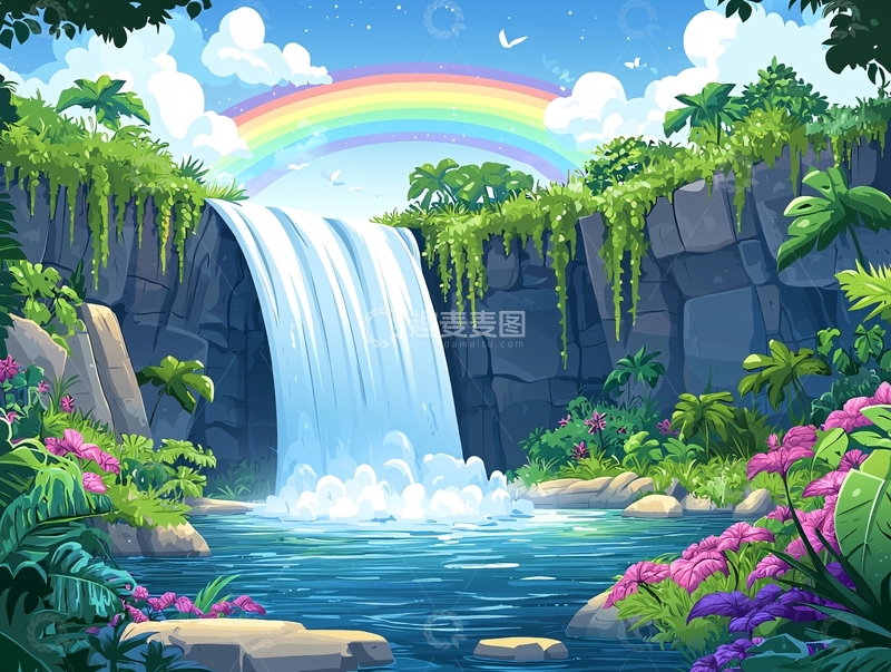 高清大图下载【趣麦麦图】彩虹瀑布
