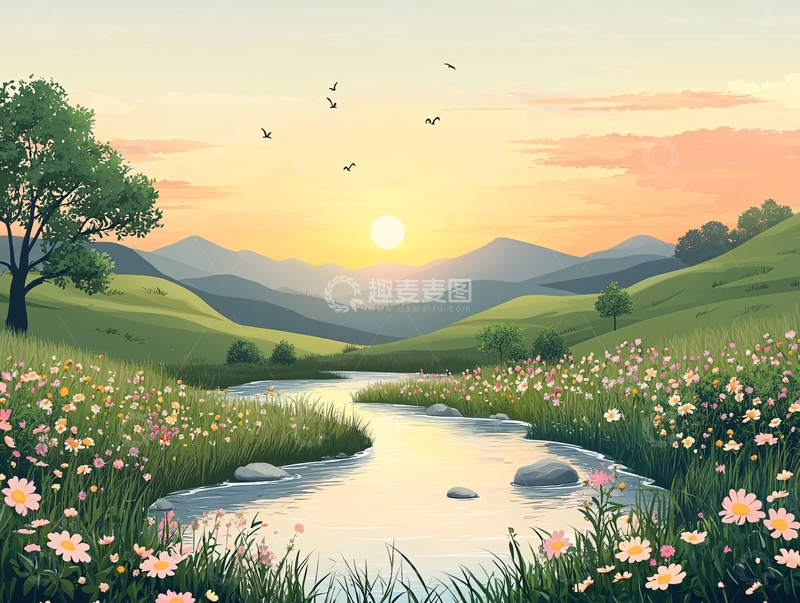 高清大图下载【趣麦麦图】宁静的乡村风景画