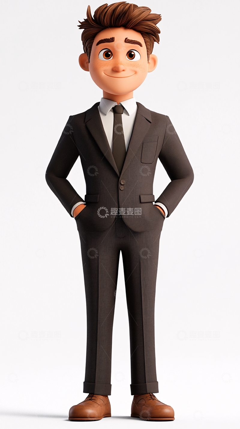 高清大图下载【趣麦麦图】卡通商务男士