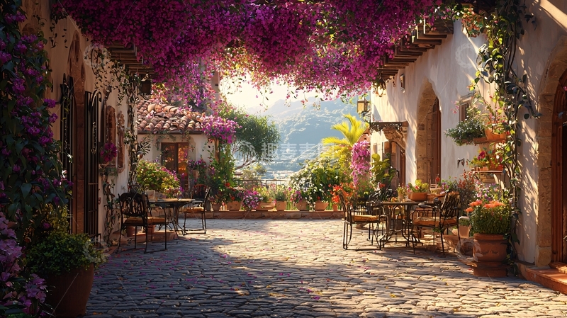 高清大图下载【趣麦麦图】紫藤花下的浪漫小巷