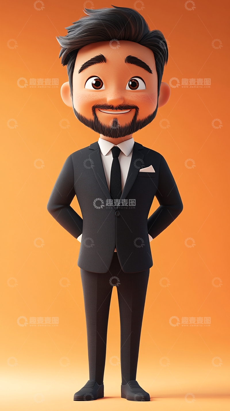 高清大图下载【趣麦麦图】卡通商务男士