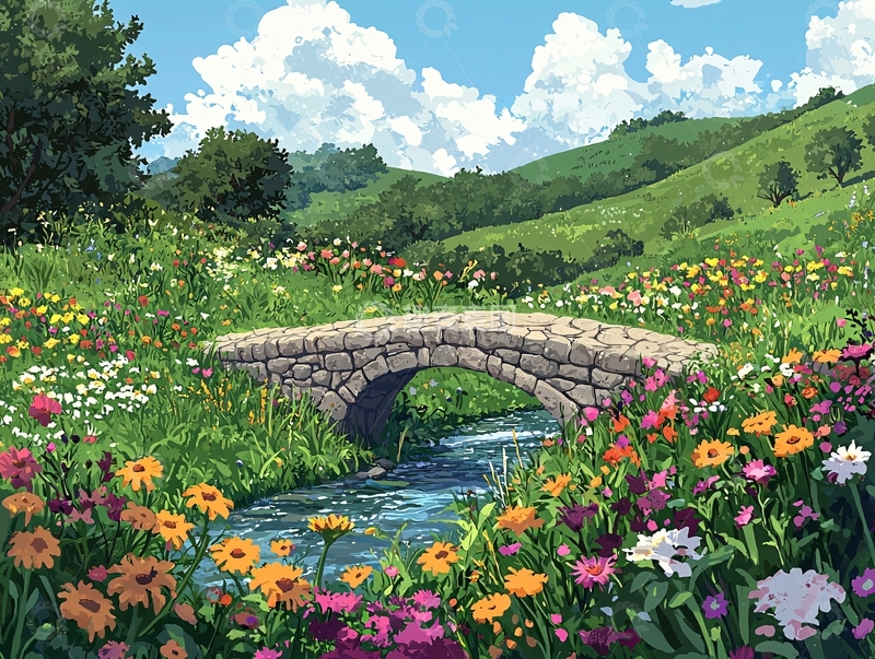 高清大图下载【趣麦麦图】鲜花盛开的田园风景