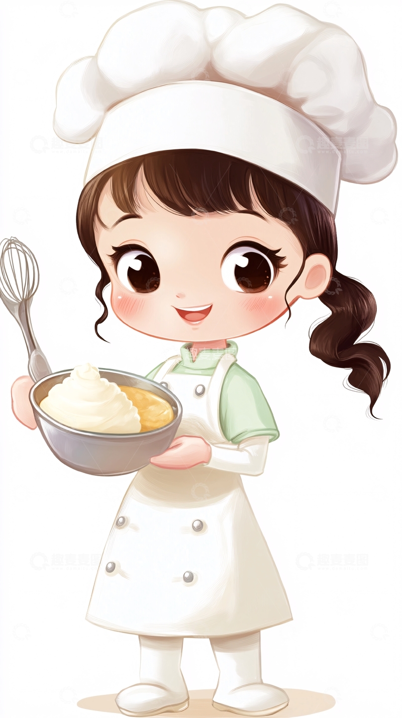 高清大图下载【趣麦麦图】可爱卡通厨师女孩