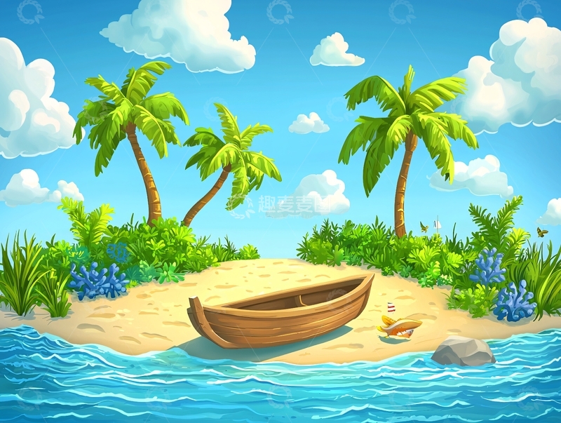 高清大图下载【趣麦麦图】卡通海岛风景图