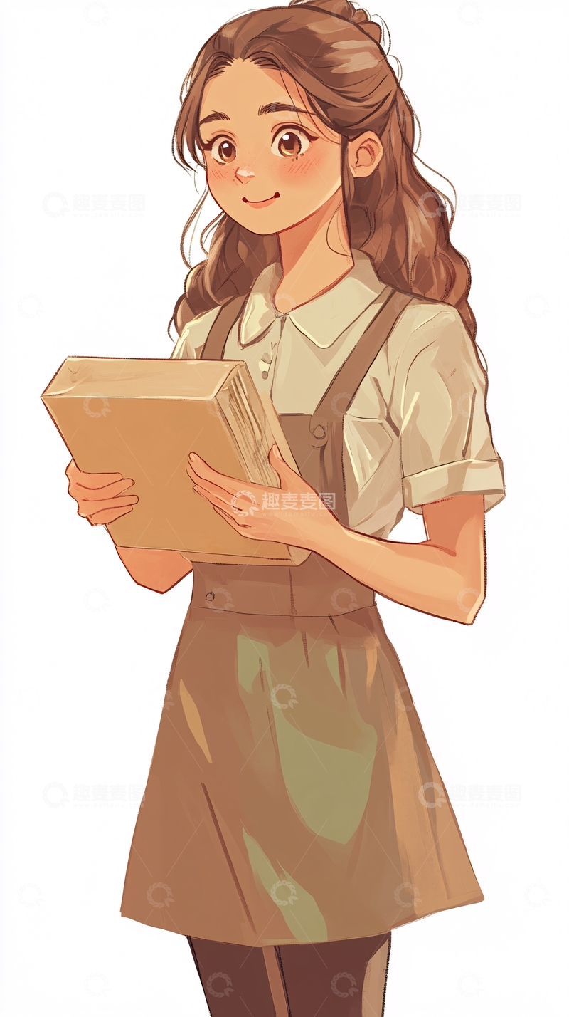 高清大图下载【趣麦麦图】可爱女孩拿包裹
