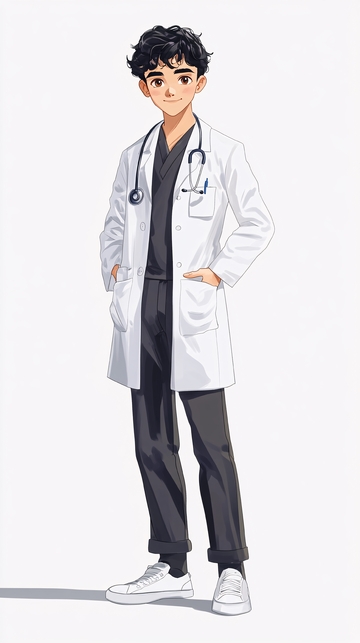 年轻男医生卡通形象
