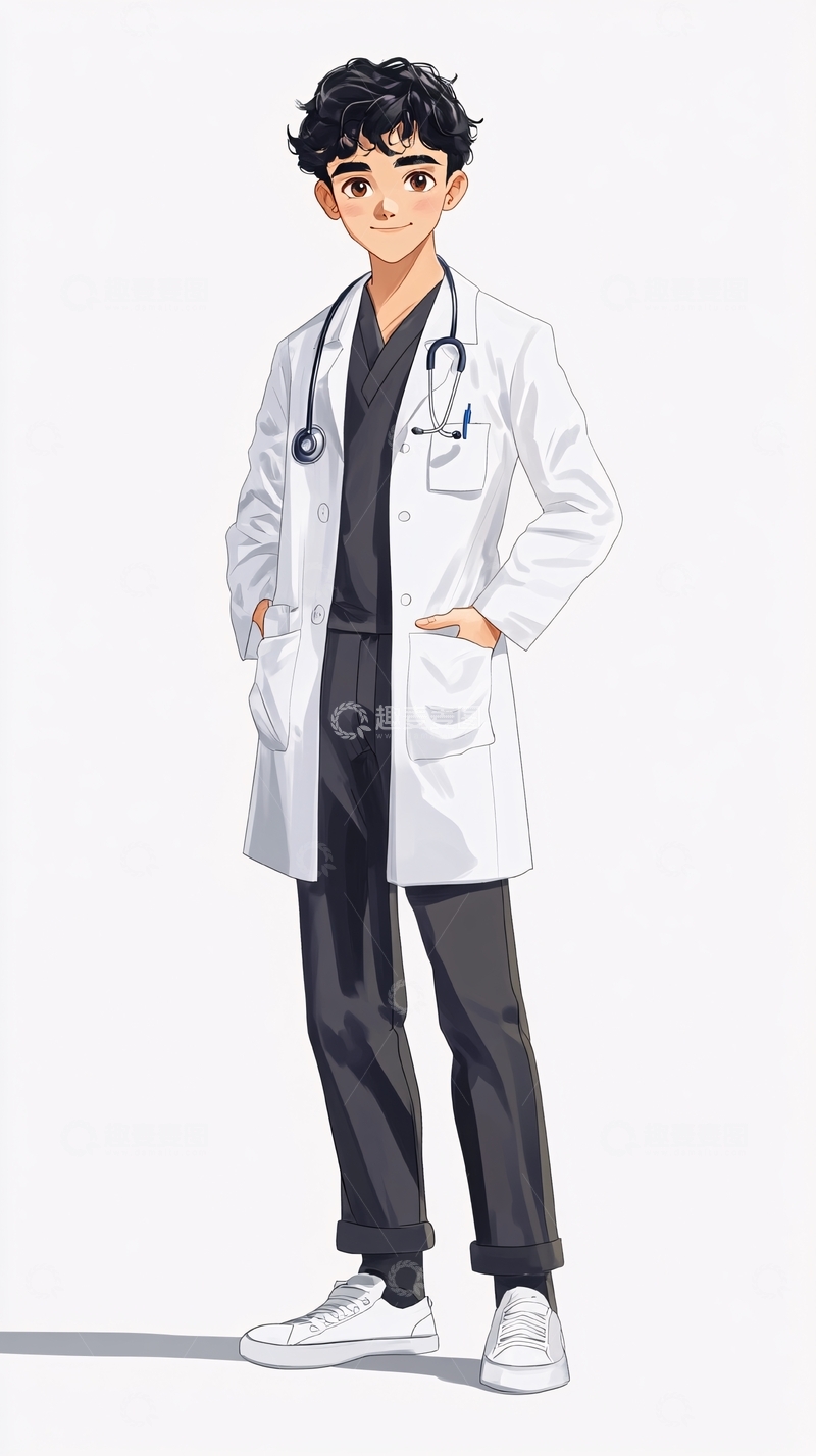 高清大图下载【趣麦麦图】年轻男医生卡通形象