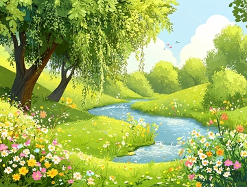 阳光明媚的田园风光