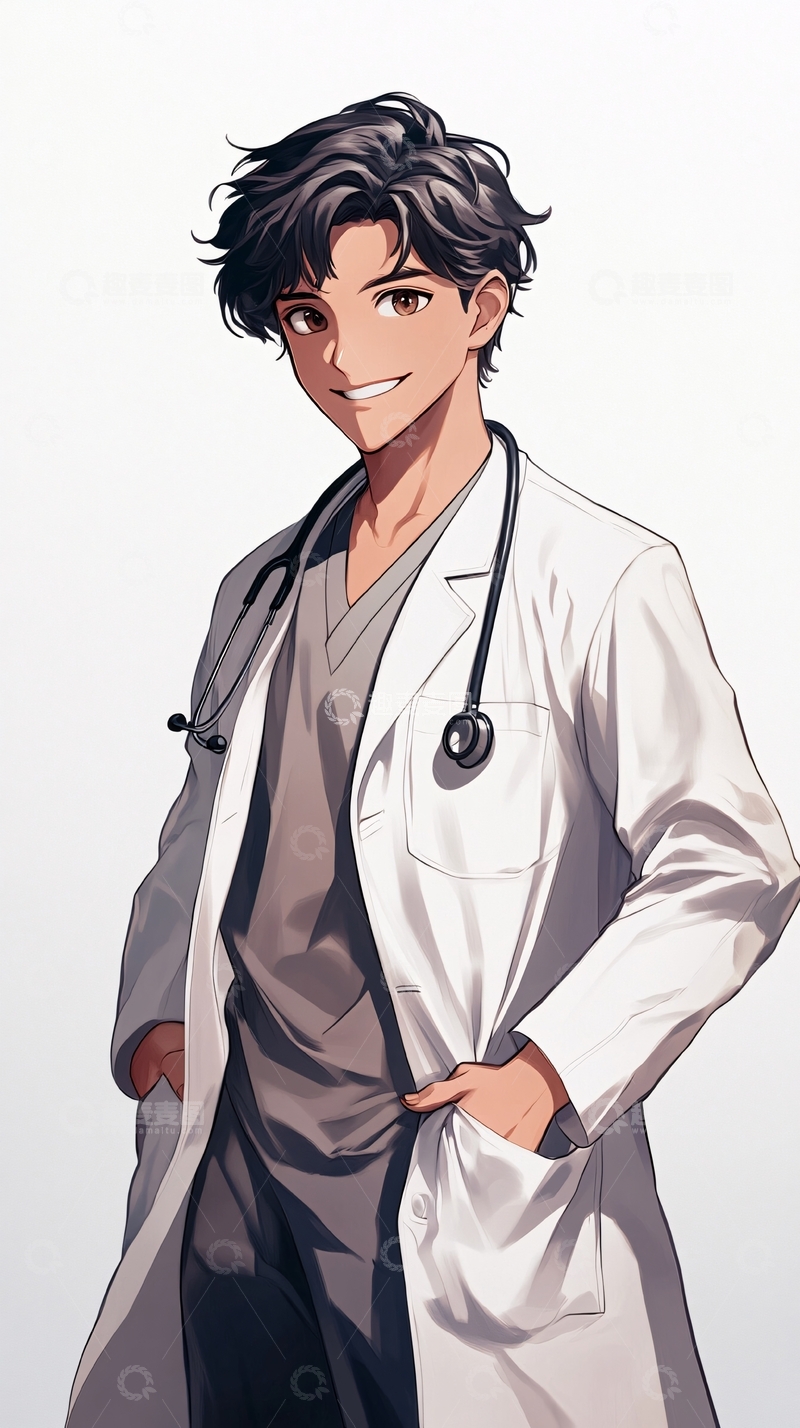 高清大图下载【趣麦麦图】帅气医生动漫男