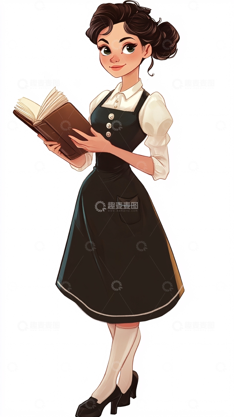 高清大图下载【趣麦麦图】复古风格女孩读书