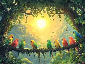 阳光树林鹦鹉群