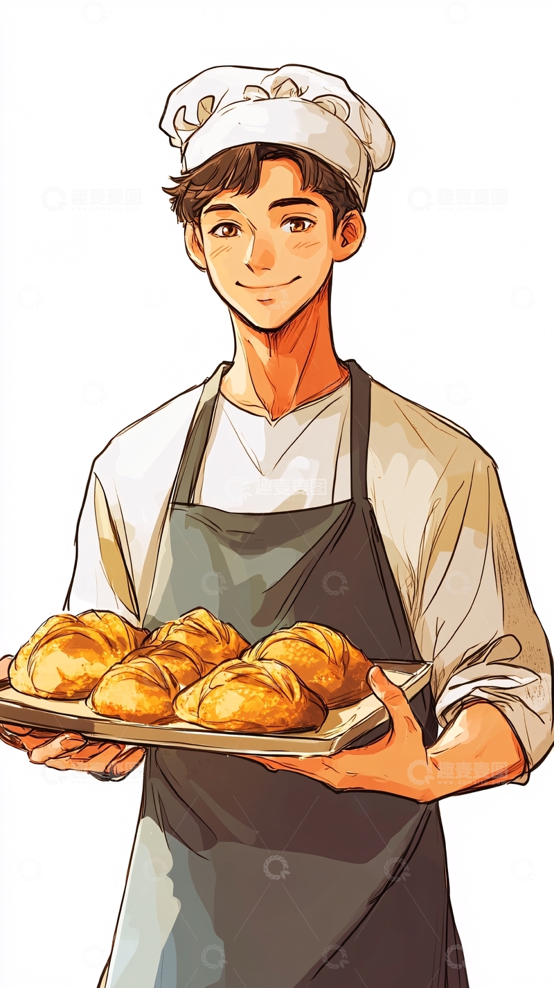 高清大图下载【趣麦麦图】微笑的面包师